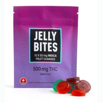 View Twisted Extracts - Berry Mix Jelly Bites 500mg THC (INIDICA) gummies. These premium edibles offer a delicious berry flavor and relaxing indica effects.