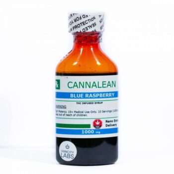 Image of Canna Lean - 1000mg THC Blueberry syrup bottle. Premium THC-infused syrup for a consistent and enjoyable experience. Nano enhanced delivery system.