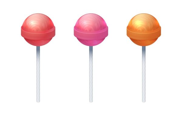 round sweet lolly candies realistic lollipop set caramel spheres plastic sticks sugary food isolated yummy confectionery red pink yellow bonbons vector unhealthy snack 176516 3546