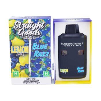 Straight Goods 6G Disposable Pen - Lemon Berry (Hybrid) X Blue Razz (Hybrid). Dual flavour vape pen in stylish packaging. Top quality hybrid disposable pen.