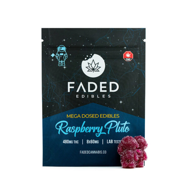 Faded Cannabis Co. Raspberry Pluto 600mg THC Gummies – Tart Raspberry Delight