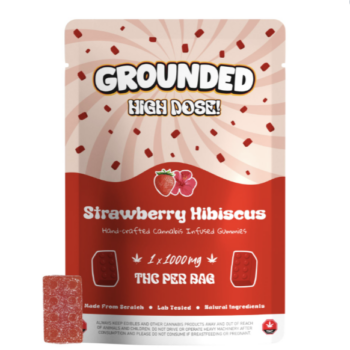Grounded High Dose Strawberry Hibiscus THC Gummies – 1000mg THC – Floral Berry Fusion