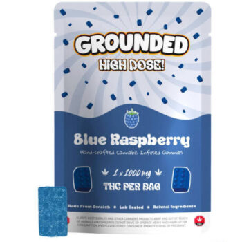 Grounded High Dose Blue Raspberry THC Gummies – 1000mg THC – Bold Berry Bliss