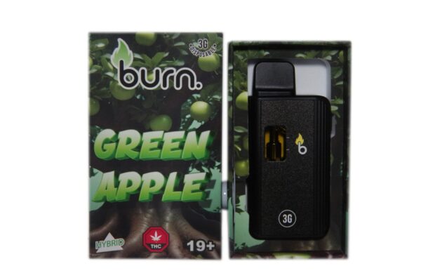 Burn – Green Apple (Hybrid) – 3 g THC Vape Cartridge