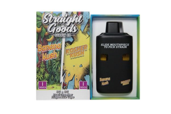 Straight Goods Supply Co – Banana Kush & Kosher Kush (Indica) – 3 g THC Vape Cartridge