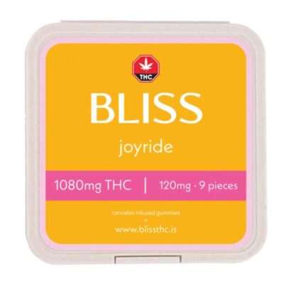 Image of Bliss Edibles - Joyride 1080mg THC cannabis-infused gummies. This product contains 1080mg THC total, with 120mg per piece. Explore Bliss Edibles products.