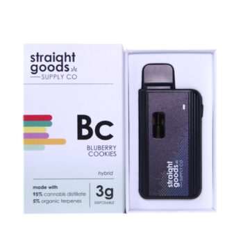 Straight Goods 3g Disposable Vape - Blueberry Cookies (Hybrid) offers a flavorful and convenient vaping experience.