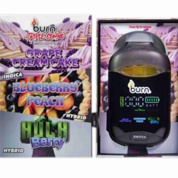 Burn 3G Triple Combo Vape - Grape Cream Cake + Blueberry Peach + Hulk Berry