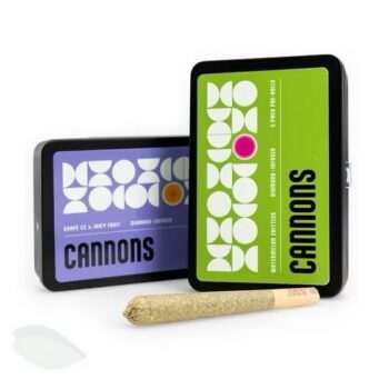 Cannons diamond-infused 5 pack pre-rolls in collectible tins with rolled joint