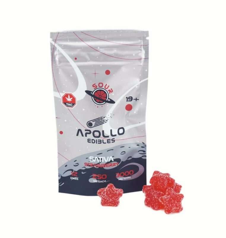 Apollo Edibles – Sour Strawberry Shooting Stars 3000mg (Sativa)