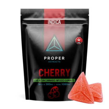 Proper Extracts 1080mg Live Resin Gummies Cherry Indica pack