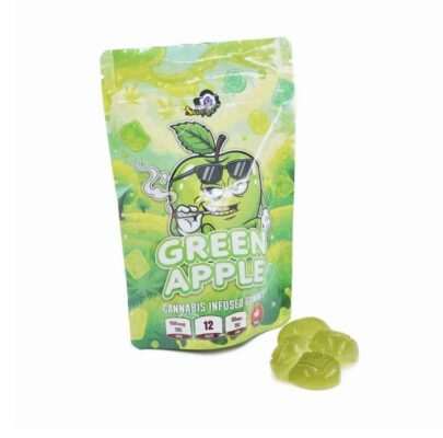Sky High Edibles Green Apple Gummy 600mg THC bag with green apple cannabis gummies