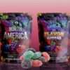 Sky High Edibles World of Flavor North America Gummies 1200mg THC bag with sour blueberry, grape and black cherry gummies