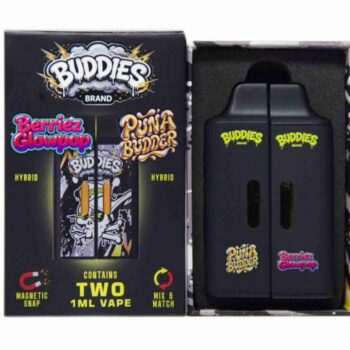 Buddies Brand 2G Dual Chamber Vape (2 x 1 Gram) - Berriez GlowPop (H) + Puna Budder (H)