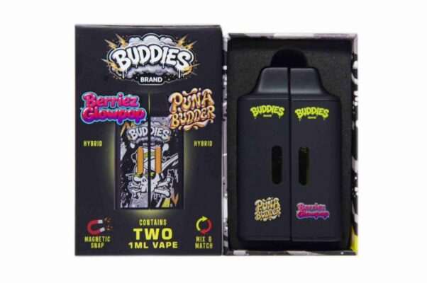 Buddies Brand 2G Dual Chamber Vape (2 x 1 Gram) – Berriez GlowPop (H) + Puna Budder (H)