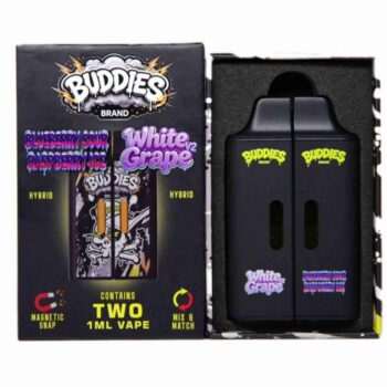 Buddies Brand 2G Dual Chamber Vape (2 x 1 Gram) - Blueberry Sour Raspberry Ice (H) + White Grape V2 (H)