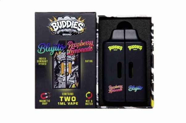 Buddies Brand 2G Dual Chamber Vape (2 x 1 Gram) – Blujito (I) + Raspberry Lemonade (S)