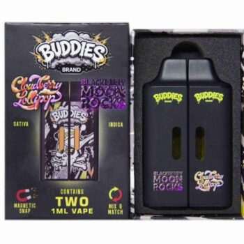 Buddies Brand 2G Dual Chamber Vape (2 x 1 Gram) - Cloudberry Lollipop (S) + Blackberry Moonrocks (I)