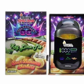Burn 3G Triple Combo Vape (3 x 1 Gram) - Ultraviolet OG (I) + Key Lime Pie (H) + Sour Banana Sherbert (H)