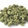 Close-up image of Rockstar Smalls popcorn buds, a AAA indica cannabis flower with a THC range of 18%-23%.