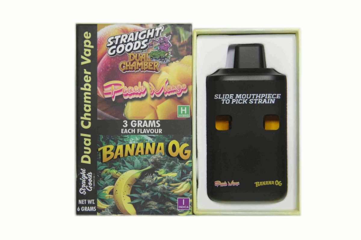 Straight Goods 6G Dual Chamber Vape - Peach Mango (H) x Banana OG (I)